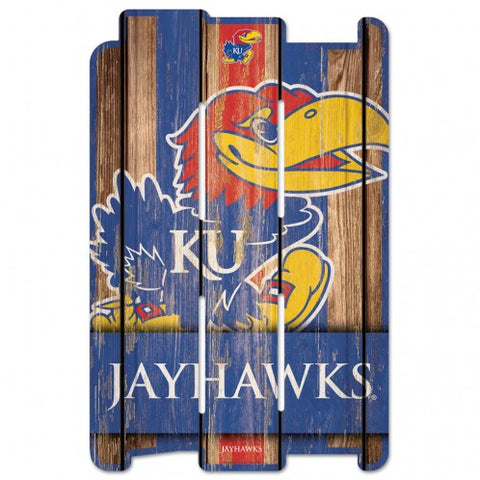 Kansas Jayhawks Sign 11x17 Wood Fence Style - Special Order