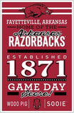 Arkansas Razorbacks Sign 11x17 Wood Established