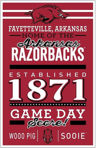 Arkansas Razorbacks Sign 11x17 Wood Established