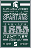 Michigan State Spartans Sign 11x17 Wood Established