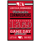 Nebraska Cornhuskers Sign 11x17 Wood Established Design