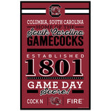 South Carolina Gamecocks Sign 11x17 Wood Established Design
