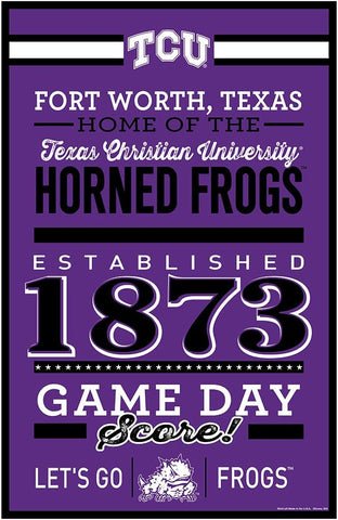 TCU Horned Frogs Sign 11x17 Wood Established