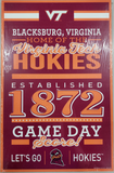 Virginia Tech Hokies Sign 11x17 Wood Established