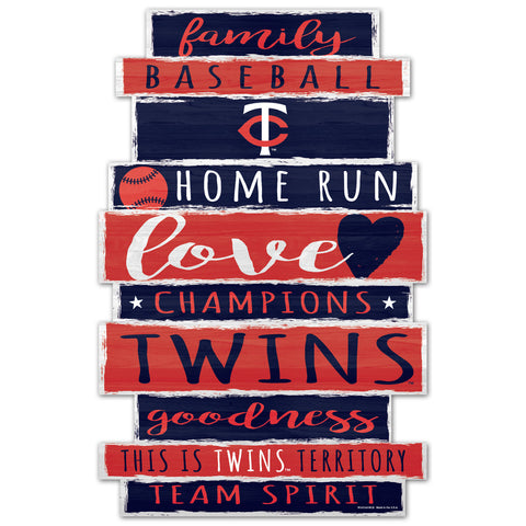 Minnesota Twins Sign 11x17 Wood Family Word