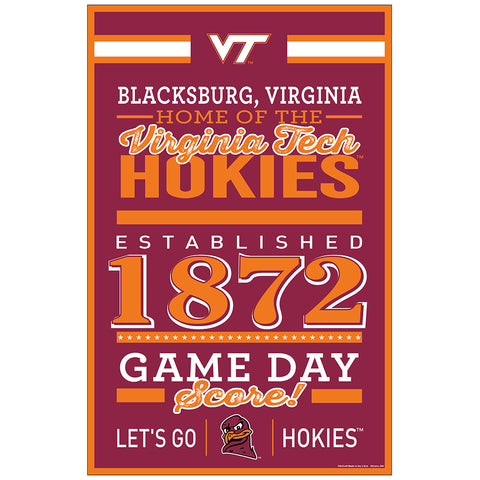 West Virginia Mountaineers Sign 11x17 Wood Established