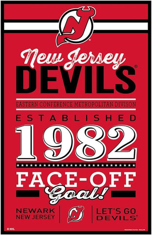 New Jersey Devils Sign 11x17 Wood Established Design