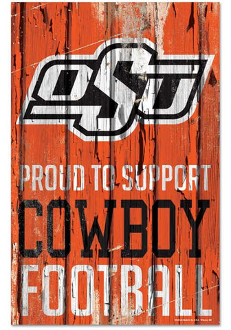 Oklahoma State Cowboys Sign 11x17 Wood Proud to Support Design