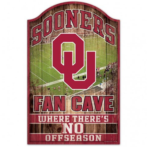 Oklahoma Sooners Sign 11x17 Wood Fan Cave Design - Special Order