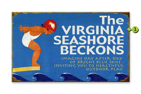 Diving Toddler Metal Sign 28x48