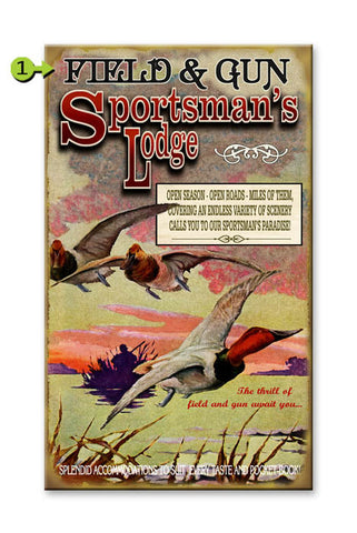 Field and Gun Sportsman's Lodge Wood Sign 23x39