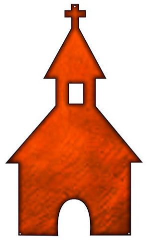 ArtFuzz Church Laser Cut Out Faux Copper Finish Metal Sign 13.5x23