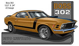 Mustang 1970 Series Gold Cut Out Metal Sign By Rudy Edwards 13.5×24