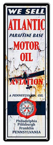 Motor Oil Atlantic Reproduction Aviation Vintage Metal Sign 6×18