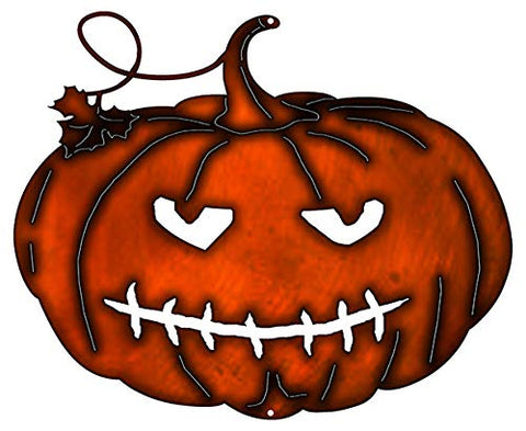 Jack O Lantern Cut Out Fax Copper Finish Metal Sign 17.2×14.1
