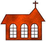 Church Laser Cut Out Faux Copper Finish Metal Sign 20x23