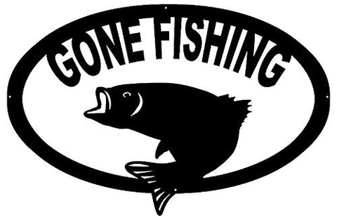 Gone Fishing Laser Cut Out Wall Decor Silhouette Metal Sign 15.5×23.5