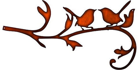 Birds On A Branch Faux Copper Finish Cut Out Metal Sign 12.4×23.7