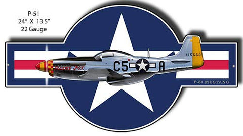 Airplane P-51 Mustang Laser Cut Out Aviation Metal Sign 13.5×22