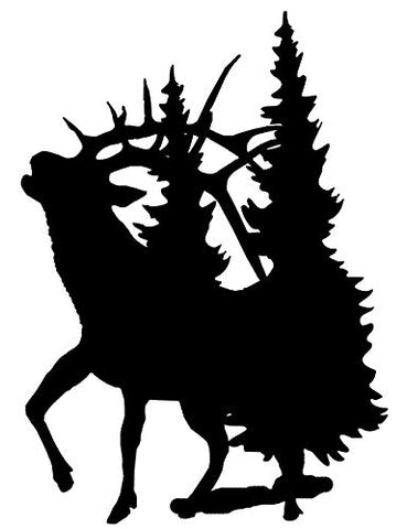 Deer In Trees Laser Cut Out Black Silhouette Metal Sign 17.2×24