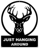 Deer Hanging Around Laser Cut Out Silhouette Metal Sign 18×22.7