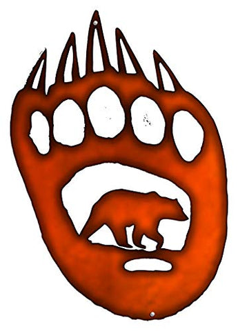 Bear Paw Laser Cut Out Faux Copper Finish Metal Sign 10.5×15