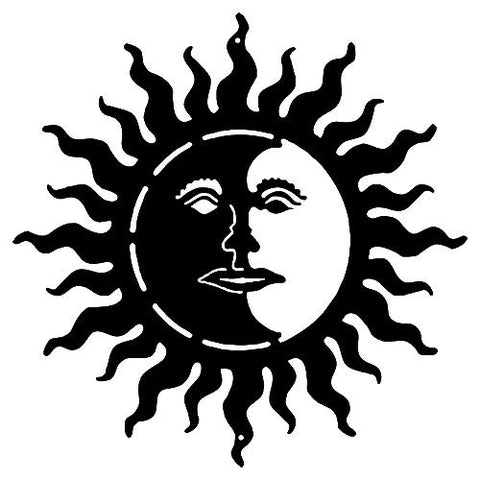 ArtFuzz Sun with Face Cut Out Black Silhouette Metal Sign 18×18