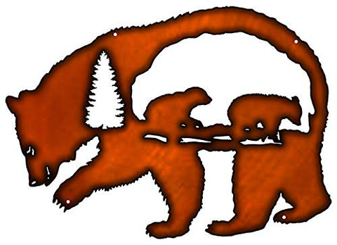 Bear Wilderness Laser Cut Out Faux Copper Finish Metal Sign 13.5x19.5