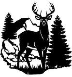 Deer In Forest Laser Cut Out Silhouette Wall Decor Metal Sign 14×14.5