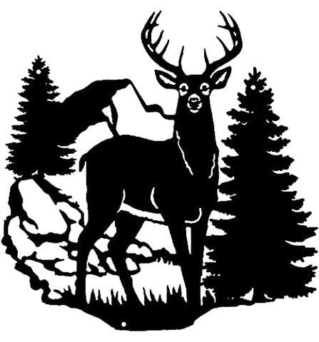Deer In Forest Laser Cut Out Silhouette Wall Decor Metal Sign 14×14.5