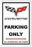 Corvette Parking Only Garage Shop Metal Sign 12×18