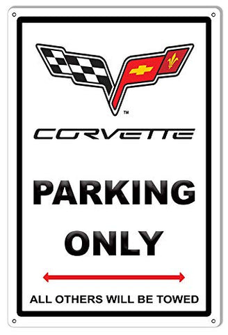 Corvette Parking Only Garage Shop Metal Sign 12×18