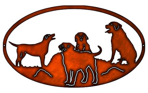 Dogs Laser Cut Out Faux Copper Finish Wall Decor Metal Sign 13.8×23.6