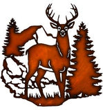 Deer In Forest Metal Wall Decor With Copper Faux Finish 14x14.5
