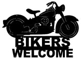 Bikers Welcome Laser Cut Out Silhouette Wall Decor Metal Sign 14×19
