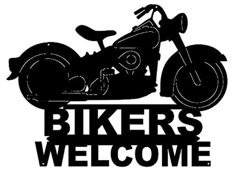 Bikers Welcome Laser Cut Out Silhouette Wall Decor Metal Sign 14×19