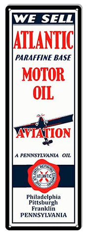Atlantic Motor Oil Reproduction Aviation Metal Sign 6×18
