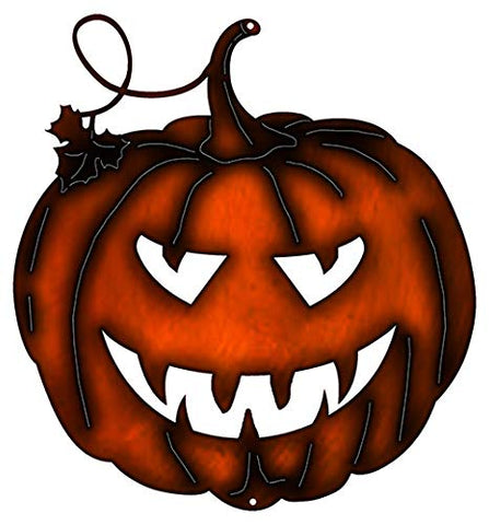 Jack O Lantern Cut Out Fax Copper Finish Metal Sign 9.8×10.5