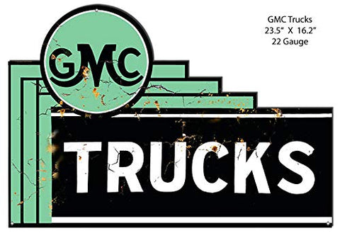 GMC Truck Service Station Metal Cut Out Sign. 23.5?x16.2? Reproduction