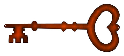 Heart Key Laser Cut Out Faux Copper Finish Wall Art Metal Sign 6.5×15.5