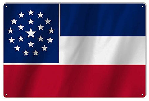 Mississippi State Flag Reproduction Metal Sign 12x18