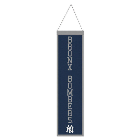 New York Yankees Banner Wool 8x32 Heritage Slogan Design   Special Order