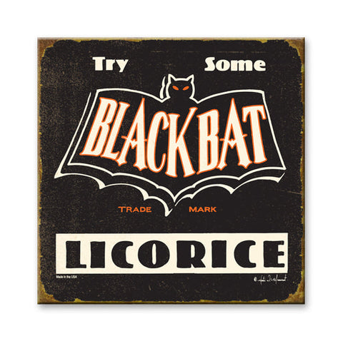 Black Bat Licorice Wood Sign 28x28