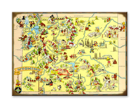 Wyoming Map Wood Sign 23x31