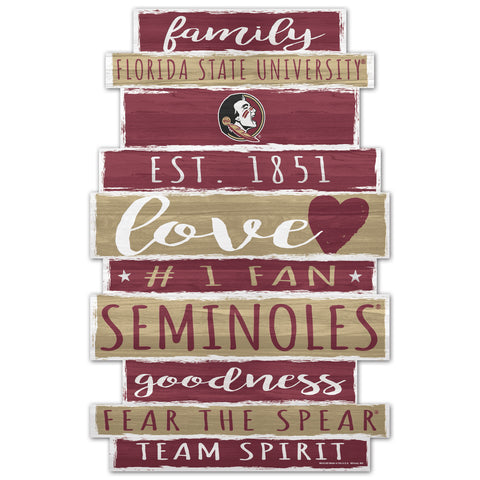 Florida State Seminoles Sign 11x17 Wood Family Word