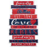 Mississippi Rebels Sign 11x17 Wood Family Word