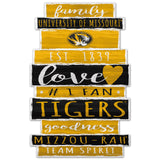 Missouri Tigers Sign 11x17 Wood Family Word