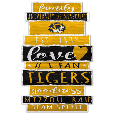Missouri Tigers Sign 11x17 Wood Family Word