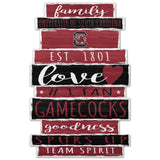 South Carolina Gamecocks Sign 11x17 Wood Family Word