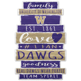 Washington Huskies Sign 11x17 Wood Family Word
